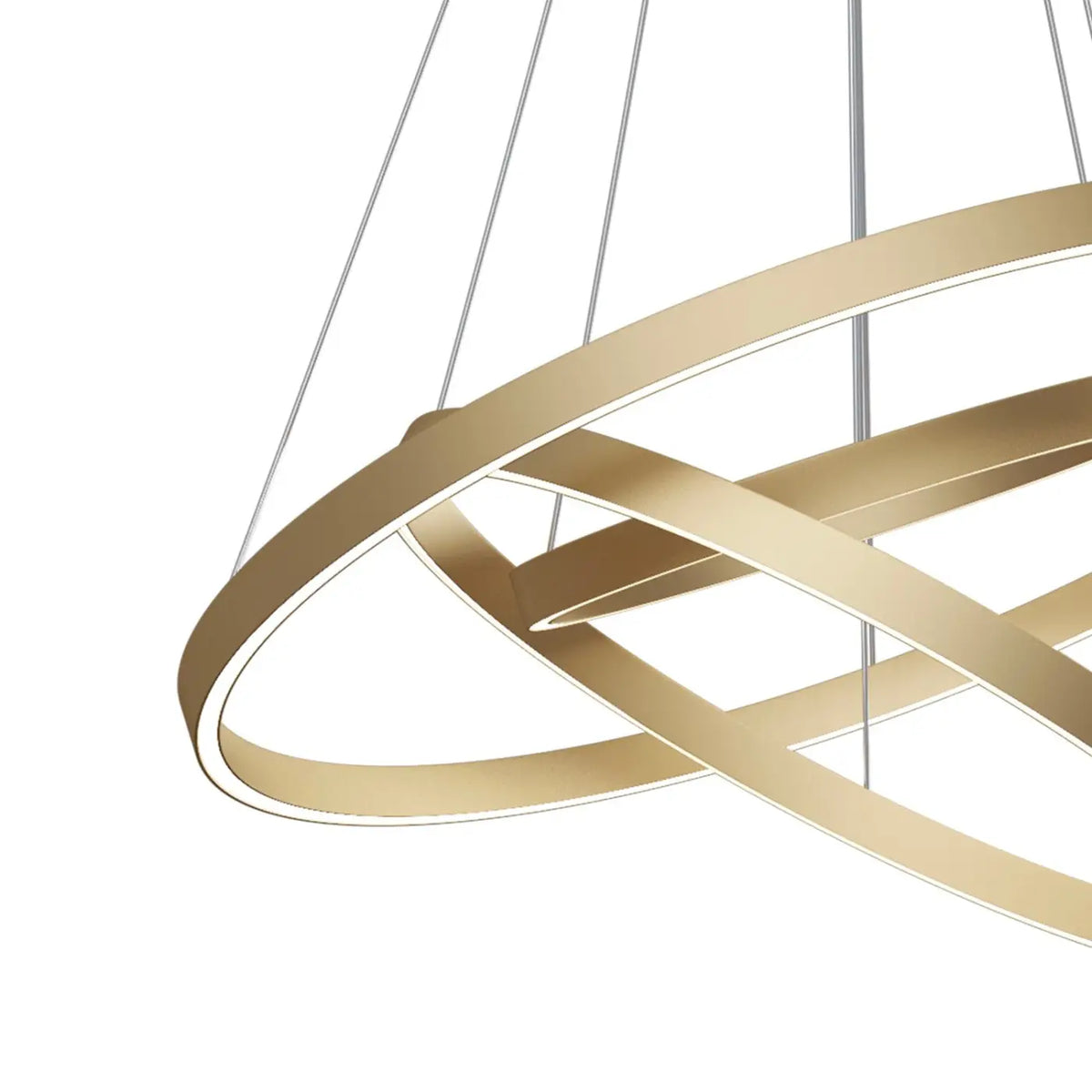 Suspension LED à trois anneaux en cascade, 80 cm, noir ou doré