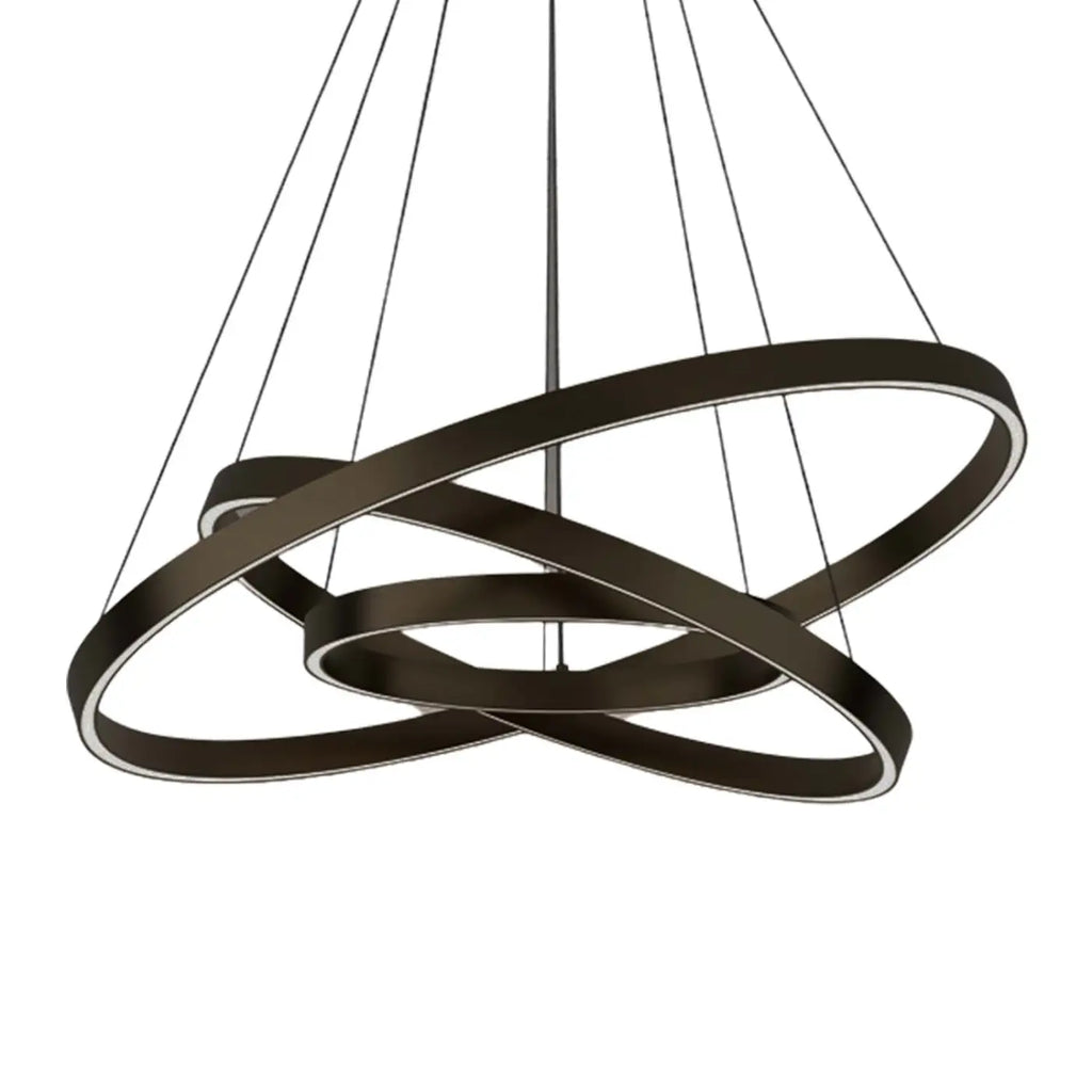 Suspension LED à trois anneaux en cascade, 80 cm, noir ou doré, noir