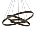 Suspension LED à trois anneaux en cascade, 80 cm, noir ou doré, noir