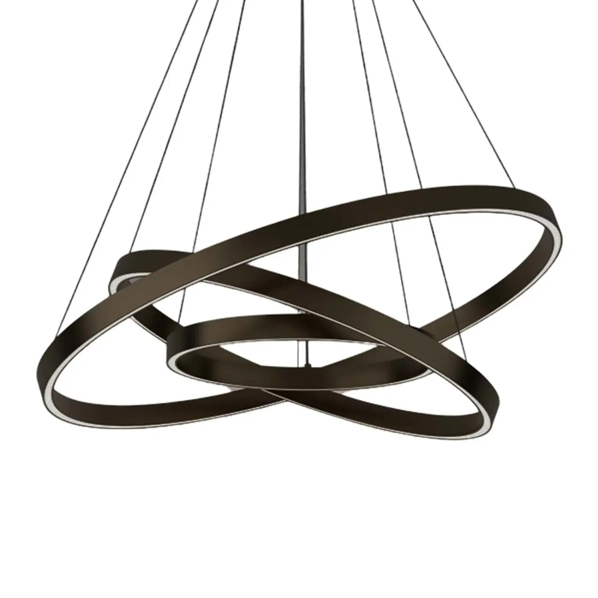 Suspension LED à trois anneaux en cascade, 80 cm, noir ou doré, noir