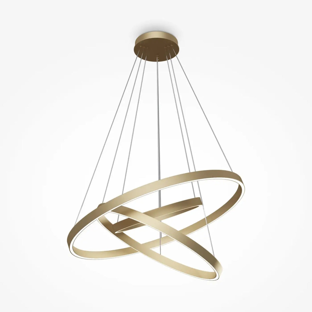 Suspension LED à trois anneaux en cascade, 80 cm, noir ou doré