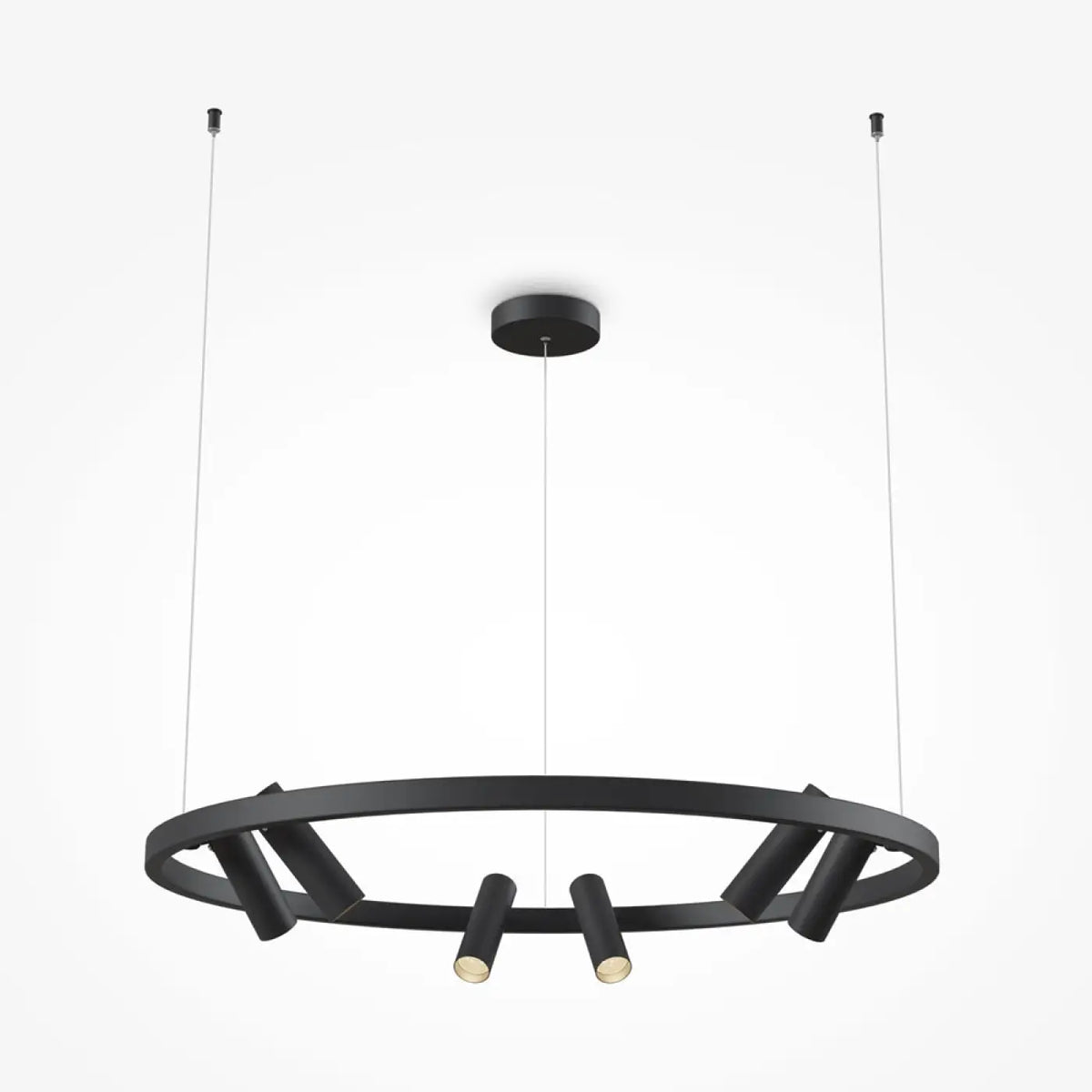 Suspension LED grand cercle de 98 cm avec spot orientable, noir
