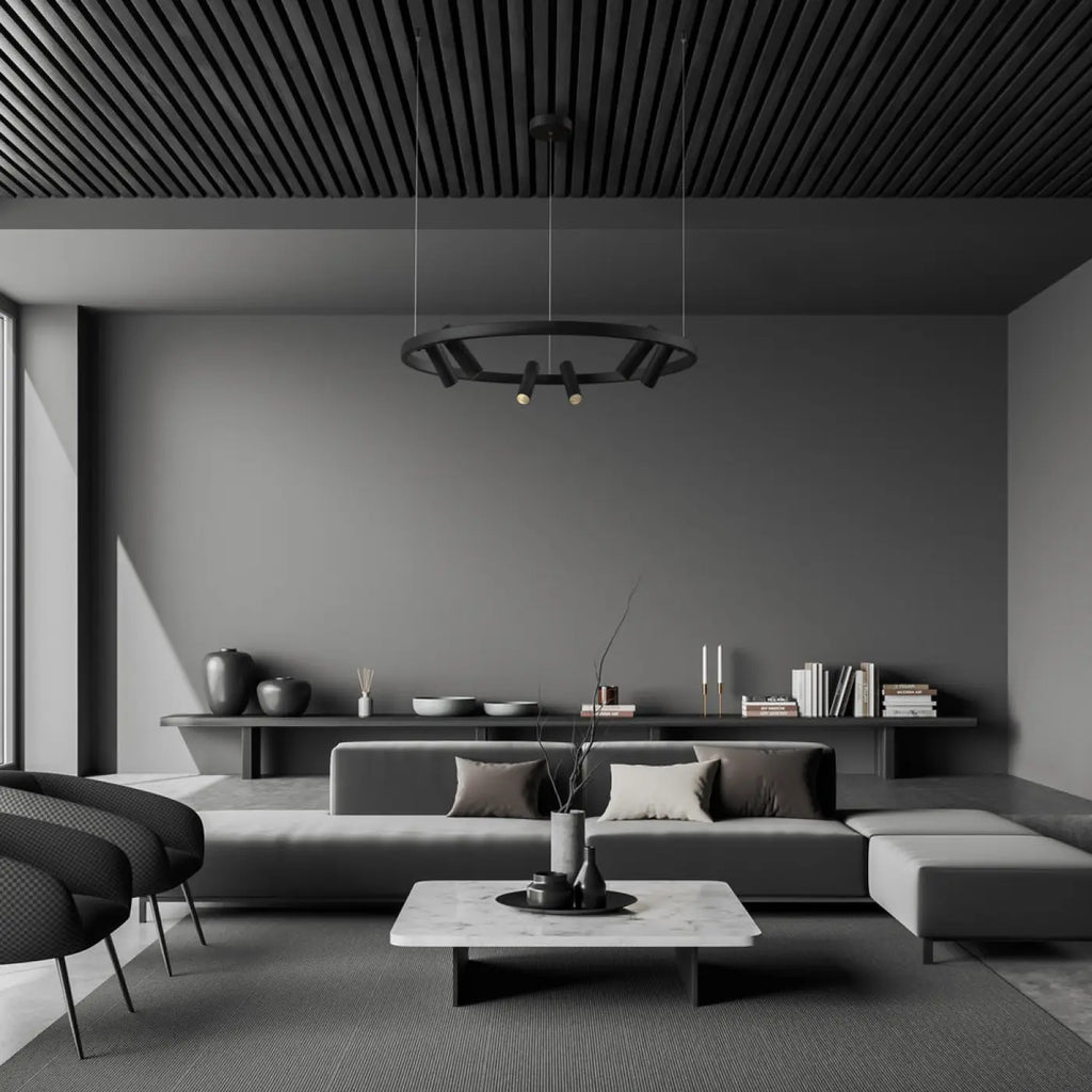 Suspension LED grand cercle de 98 cm avec spot orientable