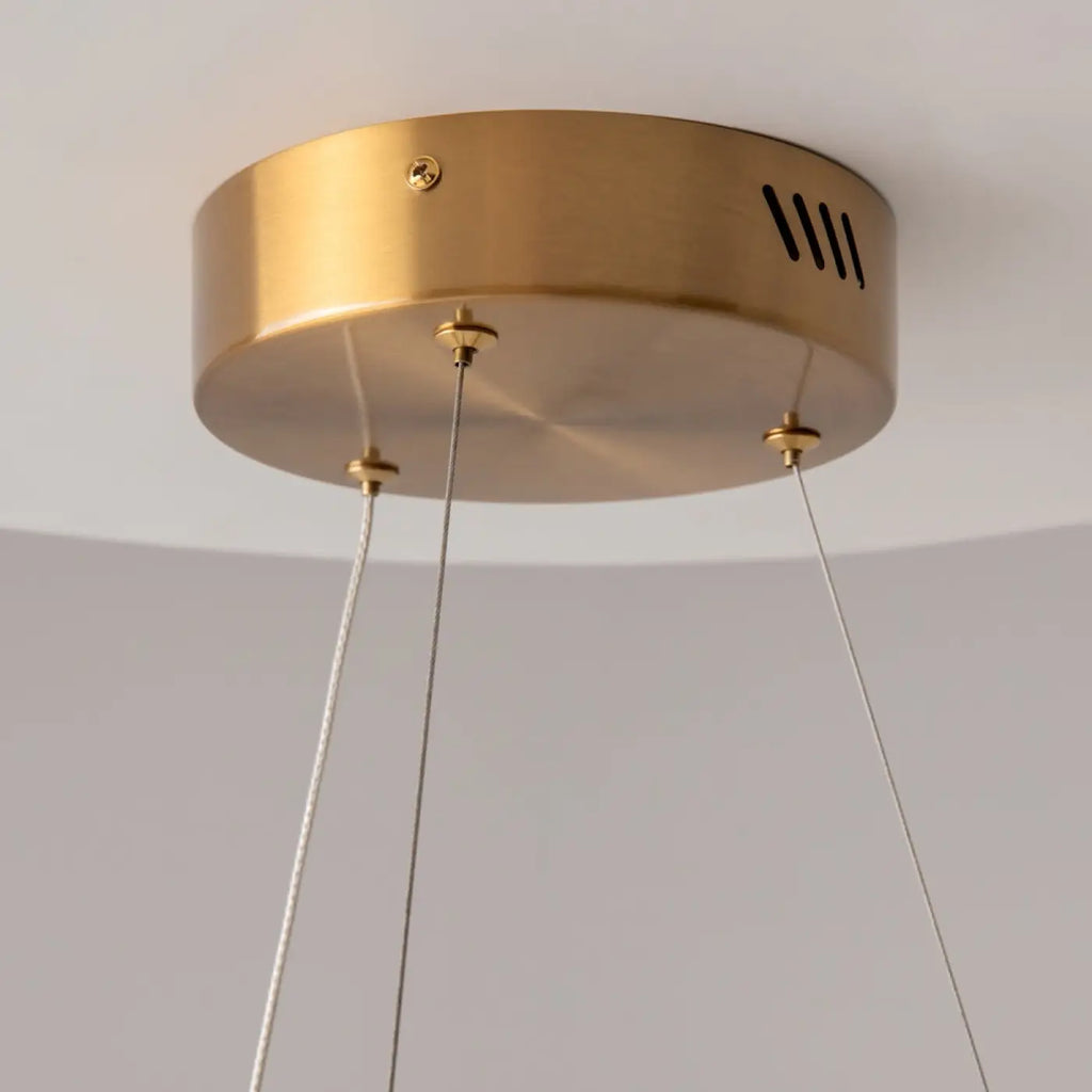 Suspension LED anneau doré, blanc neutre, 40, 60 ou 80 cm