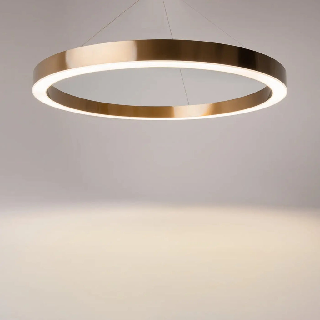 Suspension LED anneau doré, blanc neutre, 40, 60 ou 80 cm
