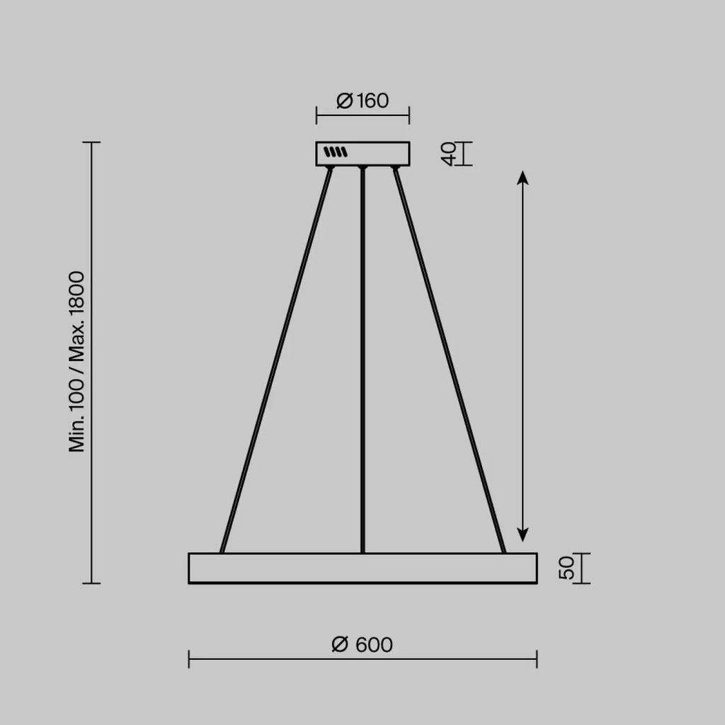 Suspension LED anneau doré, blanc neutre, 40, 60 ou 80 cm