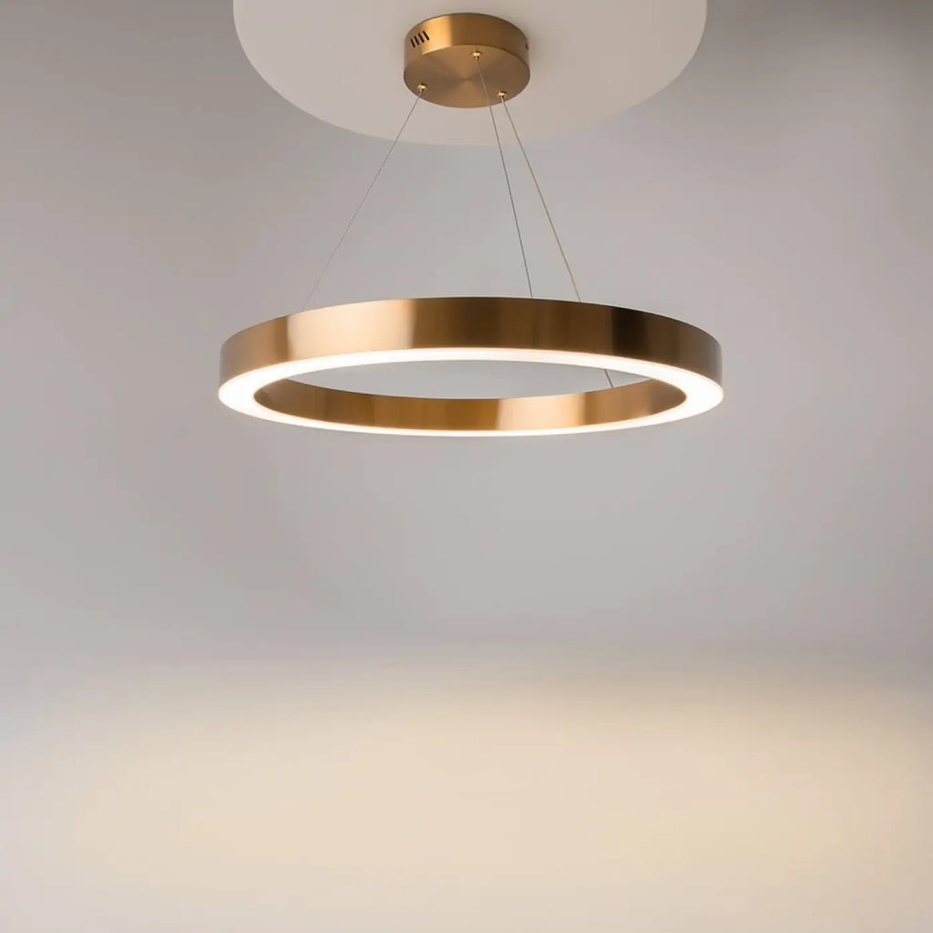 Suspension LED anneau doré, blanc neutre, 40, 60 ou 80 cm