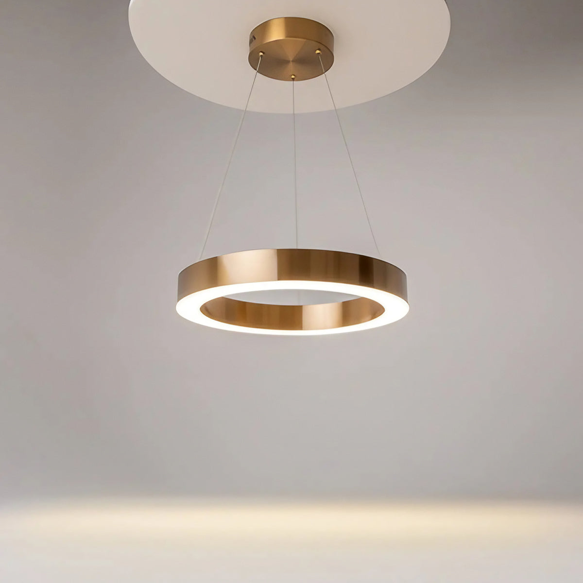 Suspension LED anneau doré, blanc neutre, 40, 60 ou 80 cm