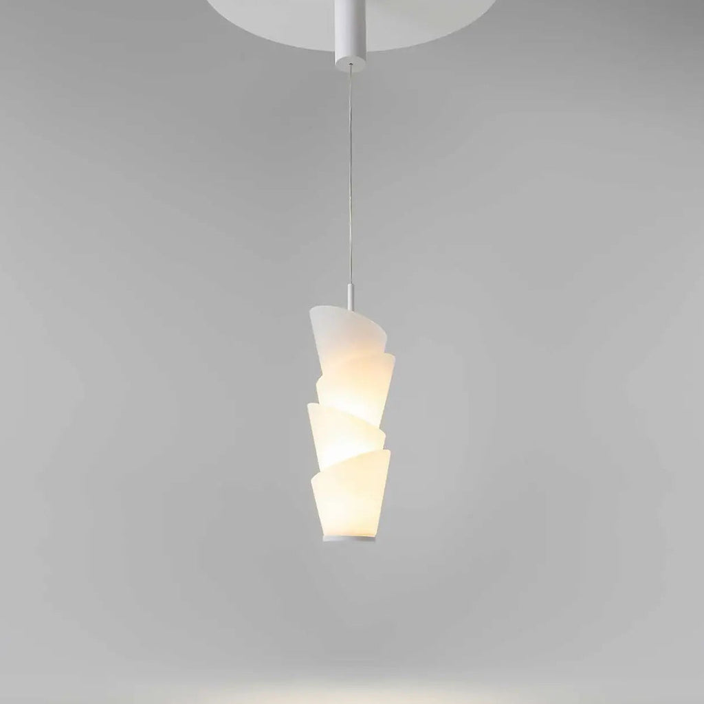 Suspension LED cylindre en verre opalin blanc de 60 cm