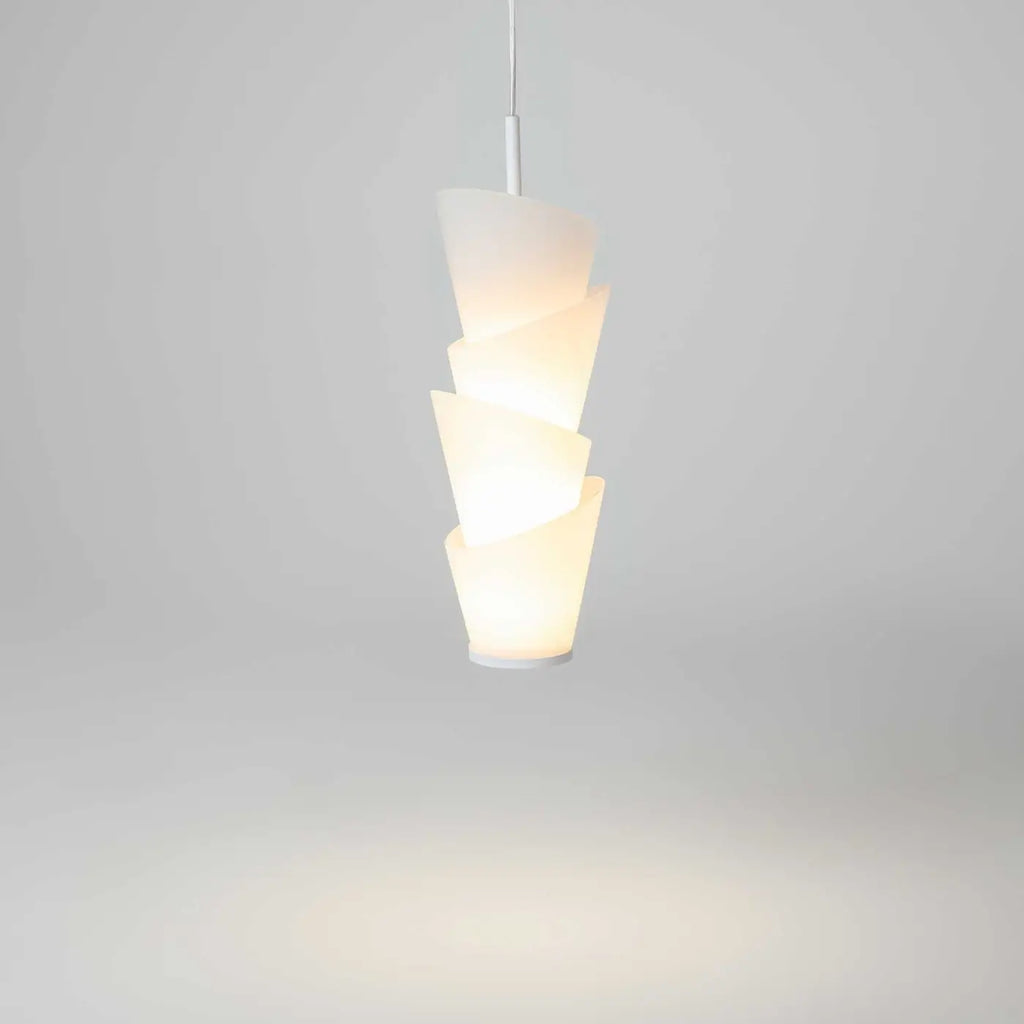 Suspension LED cylindre en verre opalin blanc de 60 cm
