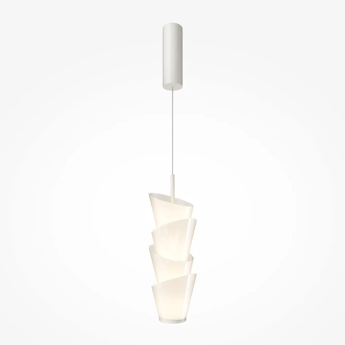 Suspension LED cylindre en verre opalin blanc de 60 cm