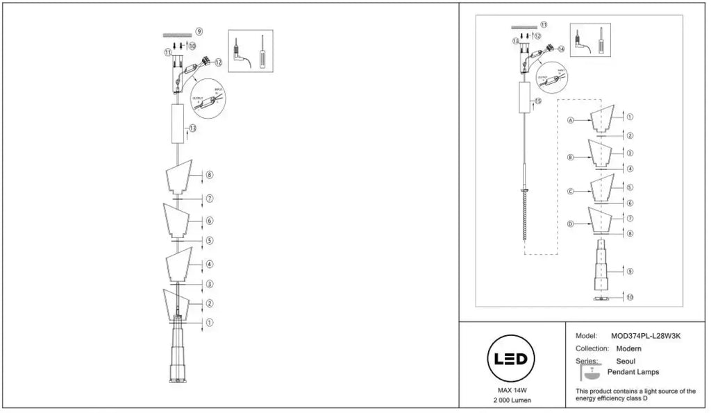 Suspension LED cylindre en verre opalin blanc de 60 cm