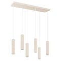Suspension six tubes en aluminium cannelé, LED 48 W, 80 cm, beige