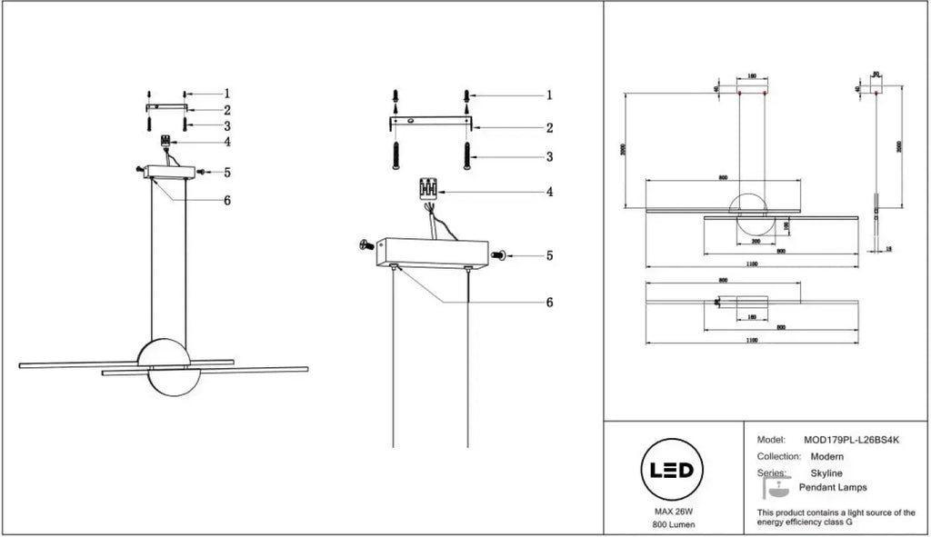 Suspension LED linéaire de 110 cm, dorée ou blanche, 4000 K