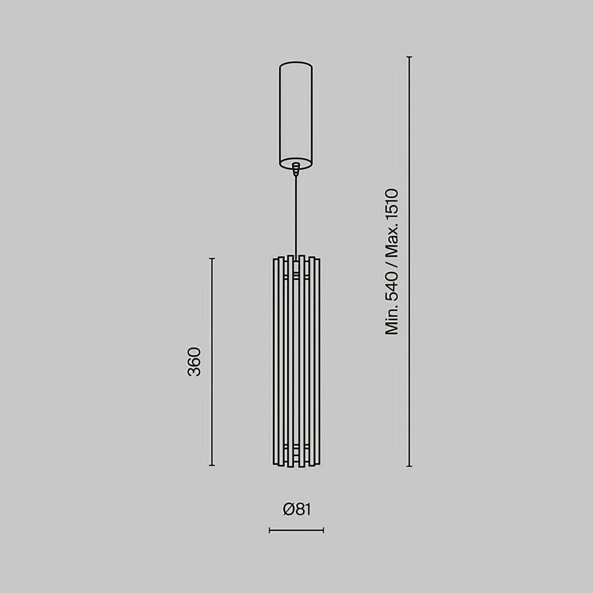 Suspension LED cylindre en verre et acier doré, 13 cm
