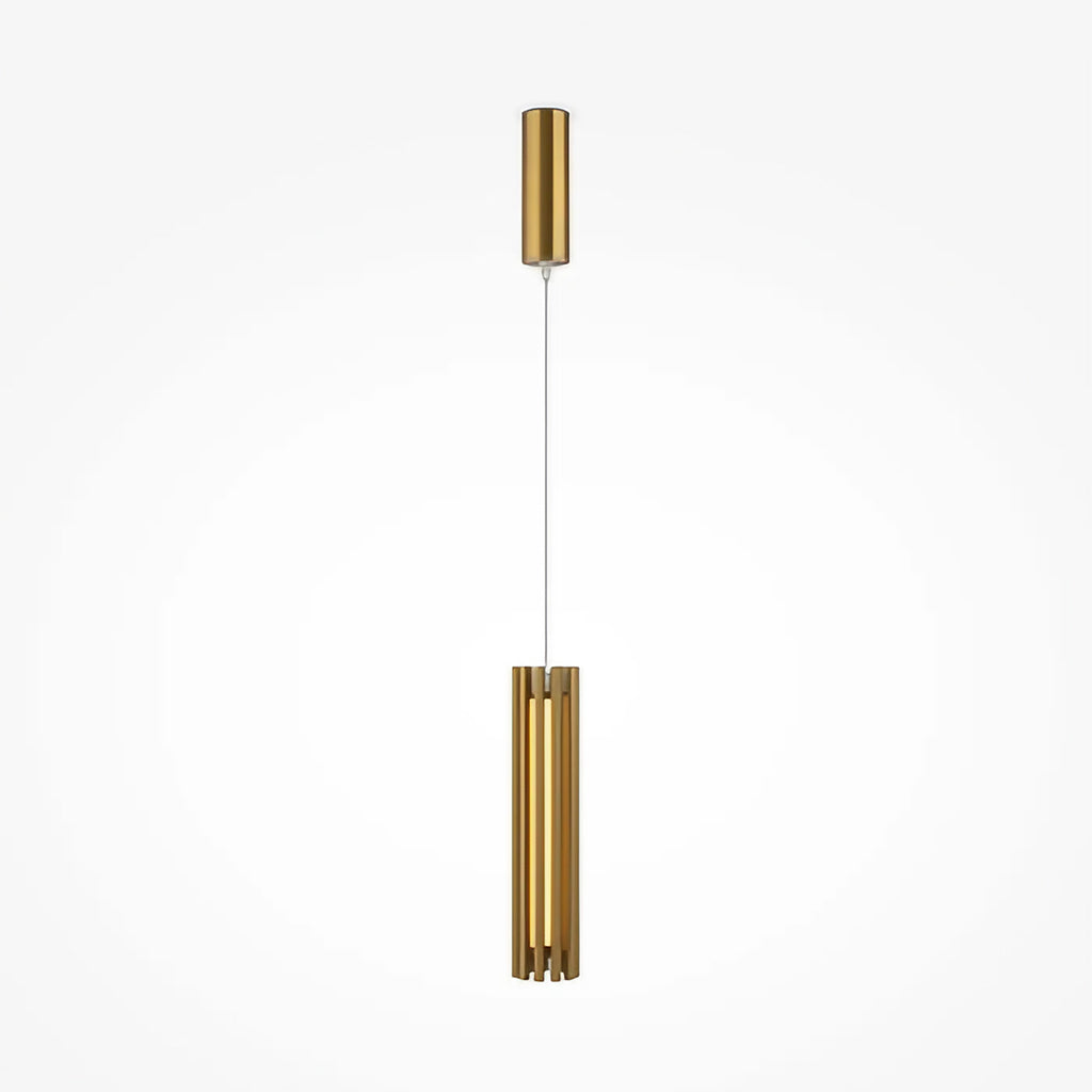 Suspension LED cylindre en verre et acier doré, 13 cm