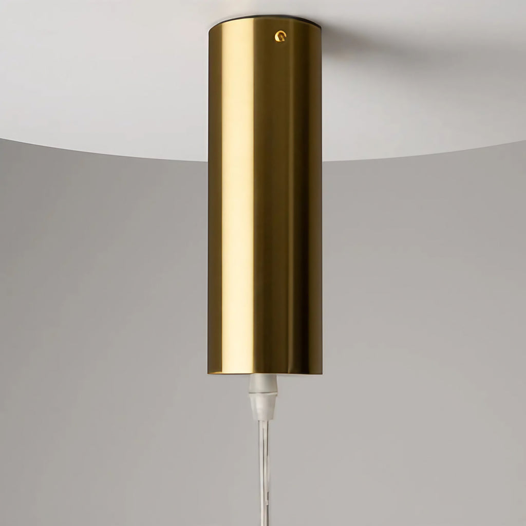 Suspension LED cylindre en verre et acier doré, 13 cm