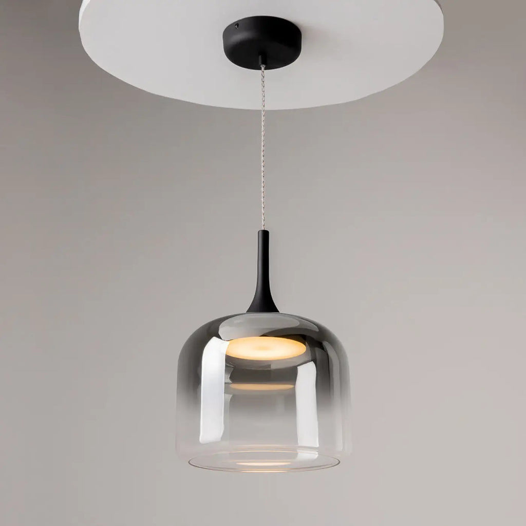 Suspension LED globe en verre de 26 cm, gris fumé, blanc ou doré
