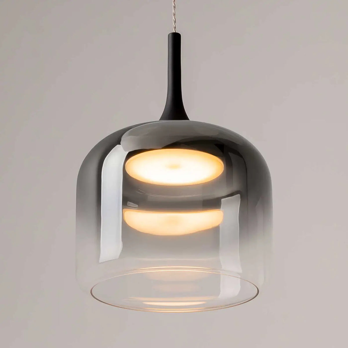 Suspension LED globe en verre de 26 cm, gris fumé, blanc ou doré, gris