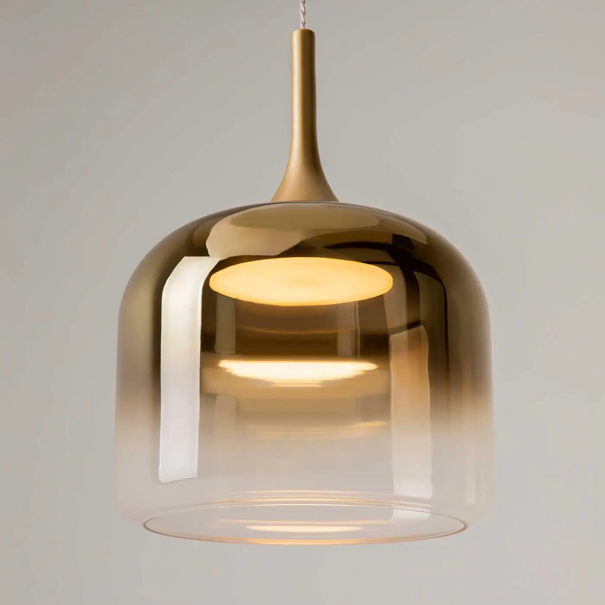 Suspension LED globe en verre de 26 cm, gris fumé, blanc ou doré, doré