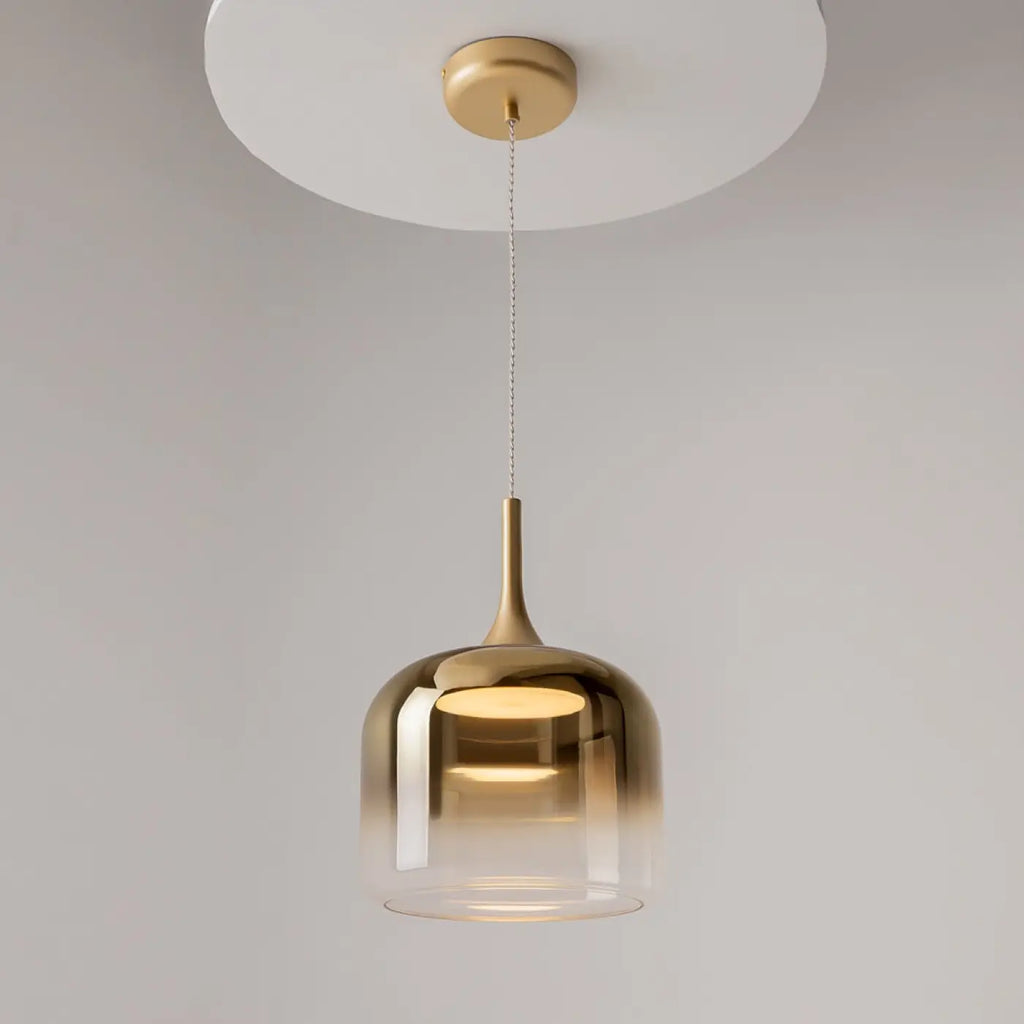 Suspension LED globe en verre de 26 cm, gris fumé, blanc ou doré