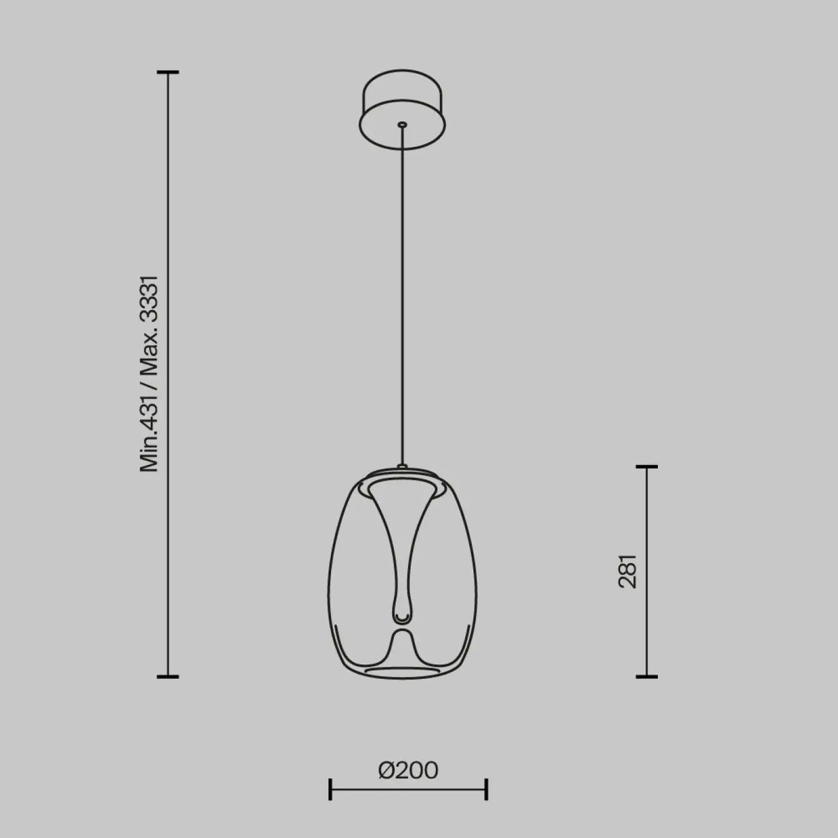 Suspension LED globe en verre fumé ou transparent, 20 cm