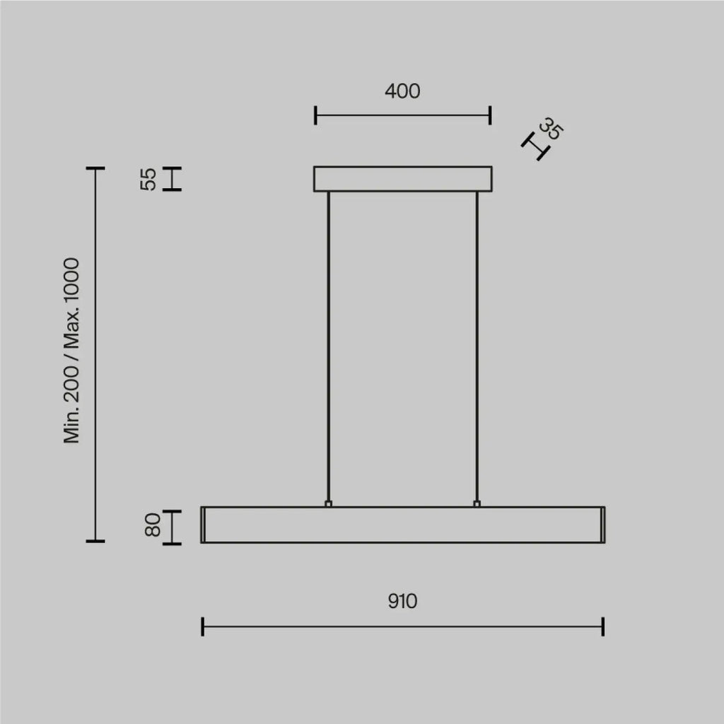 Suspension LED linéaire, 90 cm blanche ou 120 cm dorée
