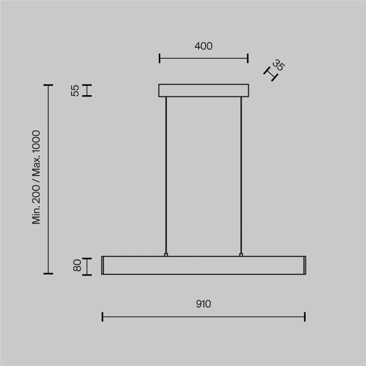 Suspension LED linéaire, 90 cm blanche ou 120 cm dorée