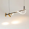 Suspension LED en ruban noué, acier noir et verre, 140 cm