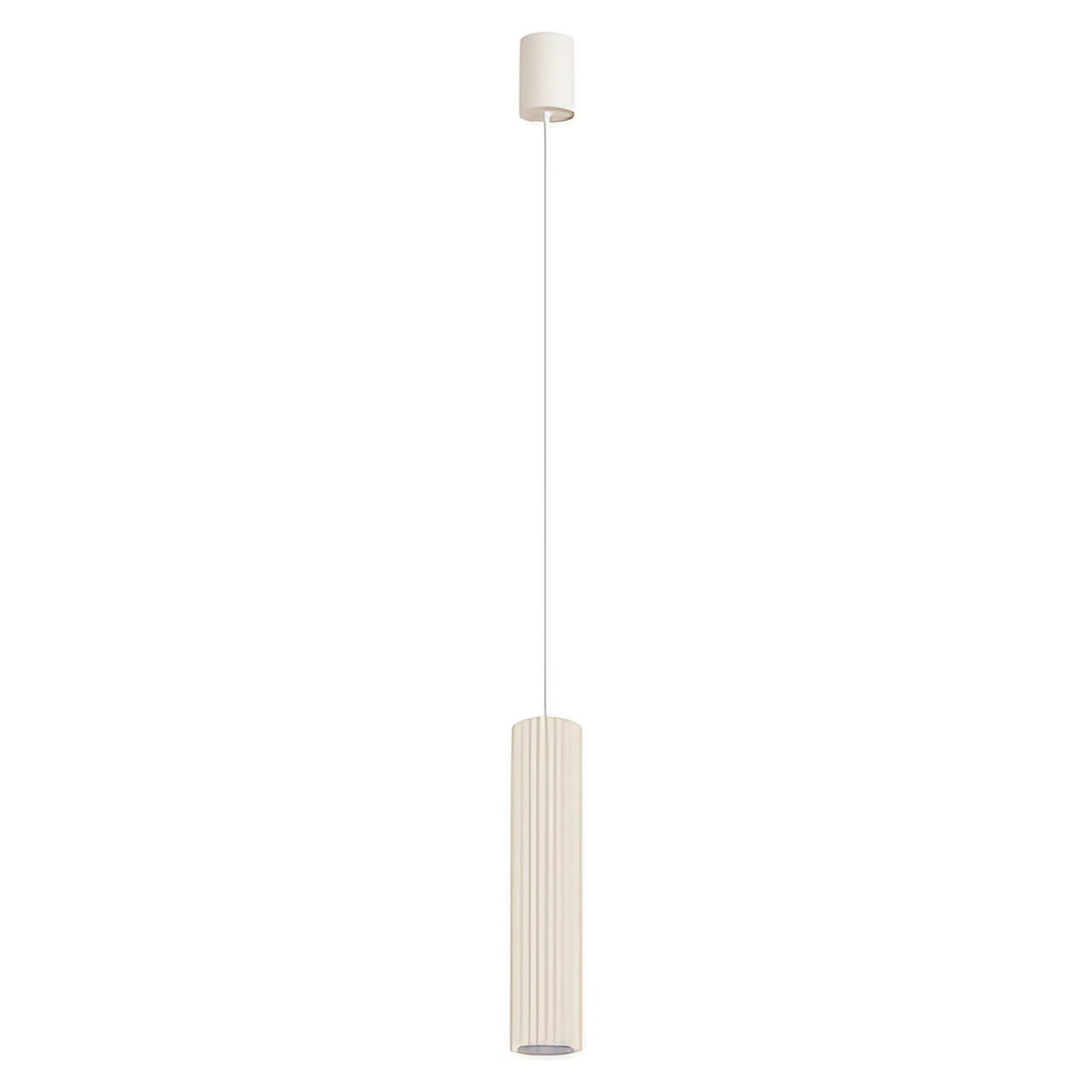 Petite suspension tube en aluminium cannelé, LED 8 W, 10 coloris, beige