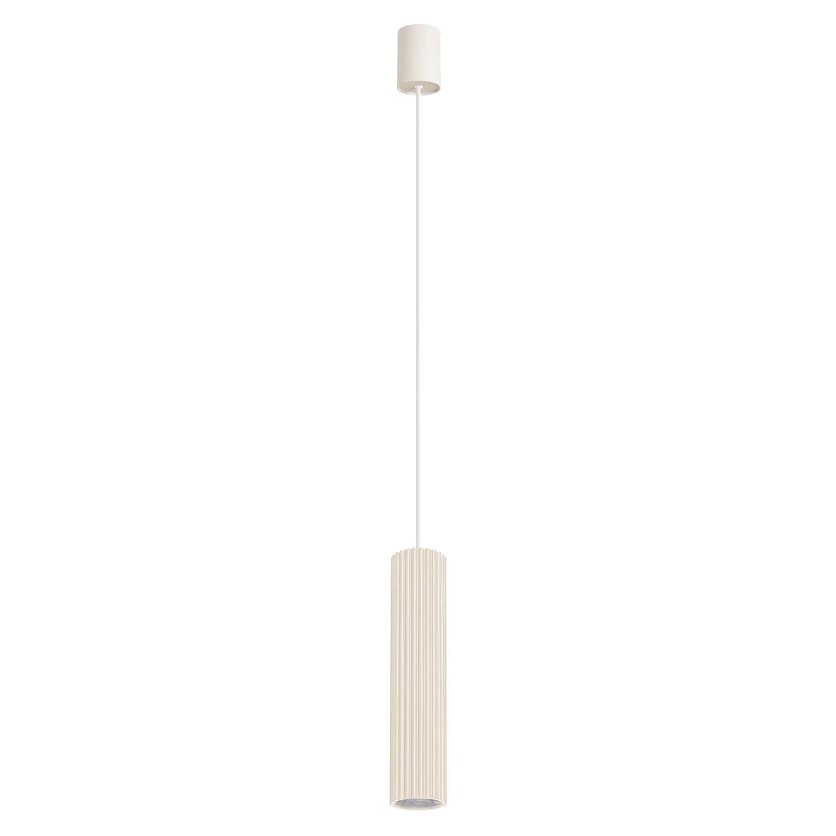 Petite suspension tube en aluminium cannelé, LED 8 W, 10 coloris, beige