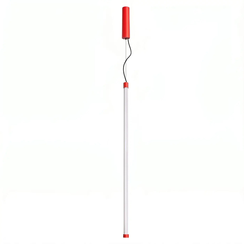 Suspension tube lumineux vertical, embout coloré, 50, 75 ou 100 cm, rouge