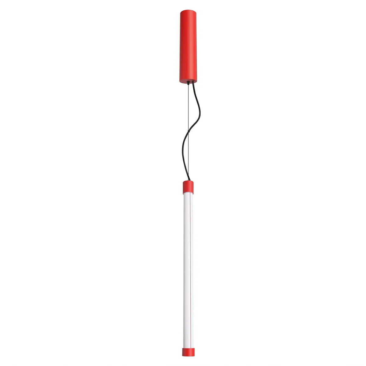 Suspension tube lumineux vertical, embout coloré, 50, 75 ou 100 cm, rouge