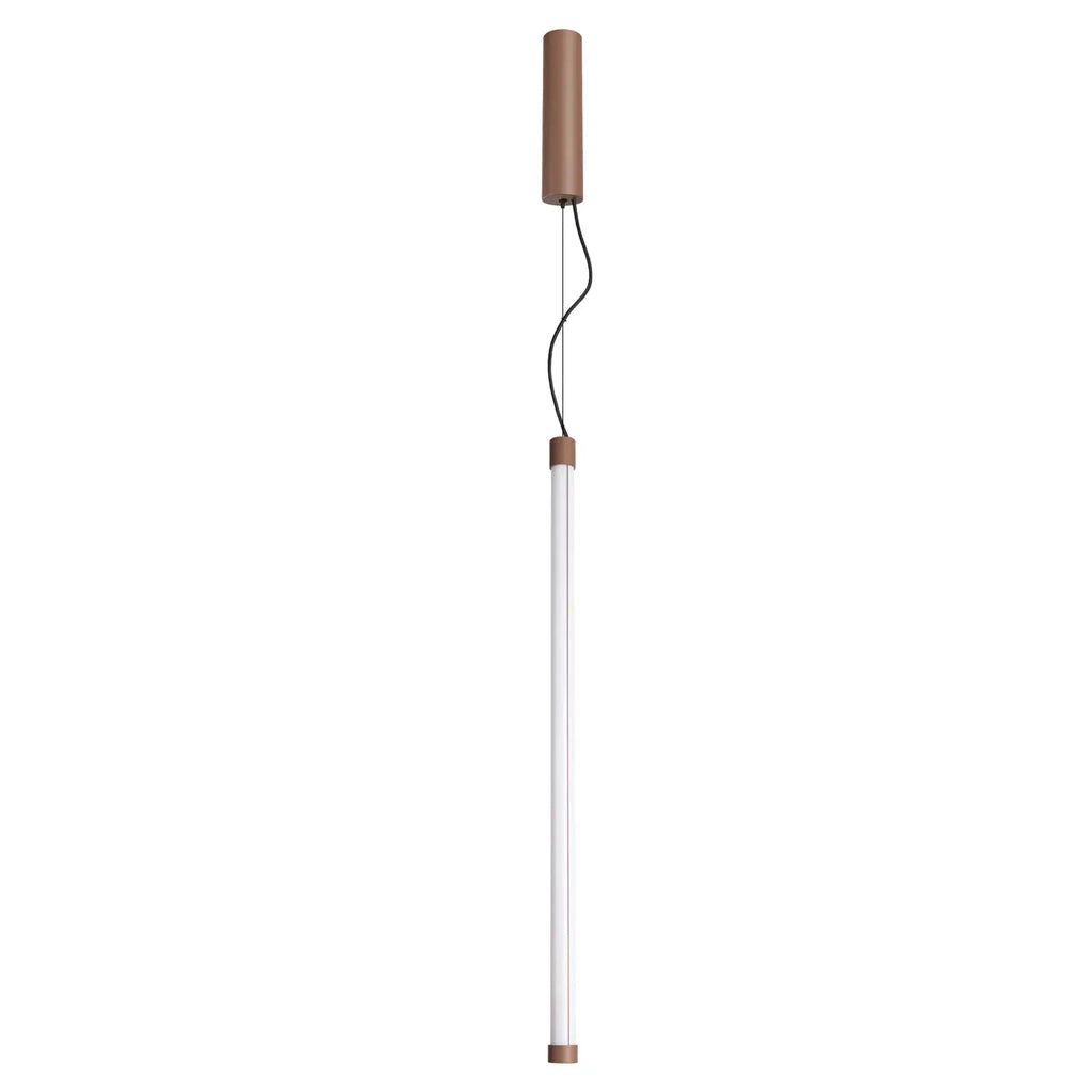 Suspension tube lumineux vertical, embout coloré, 50, 75 ou 100 cm, marron