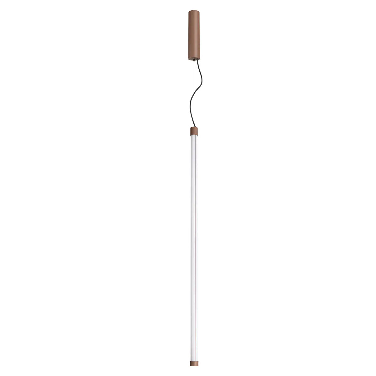 Suspension tube lumineux vertical, embout coloré, 50, 75 ou 100 cm, marron