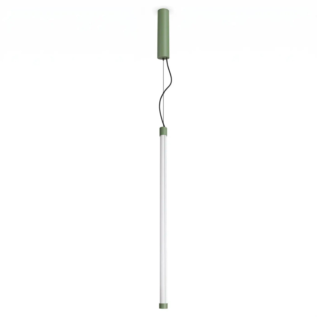 Suspension tube lumineux vertical, embout coloré, 50, 75 ou 100 cm, sauge