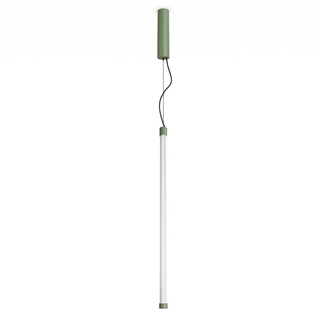 Suspension tube lumineux vertical, embout coloré, 50, 75 ou 100 cm, sauge