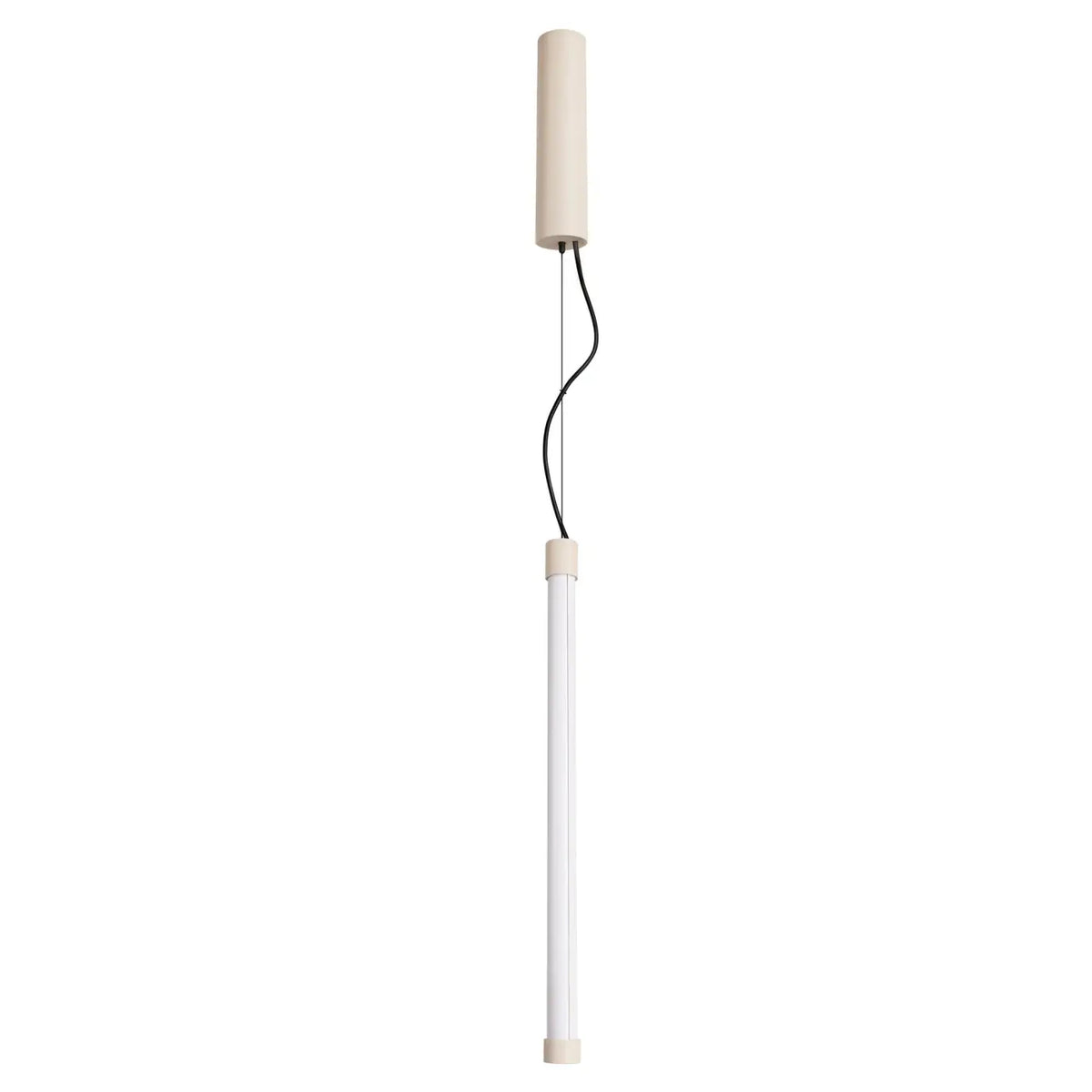 Suspension tube lumineux vertical, embout coloré, 50, 75 ou 100 cm, beige