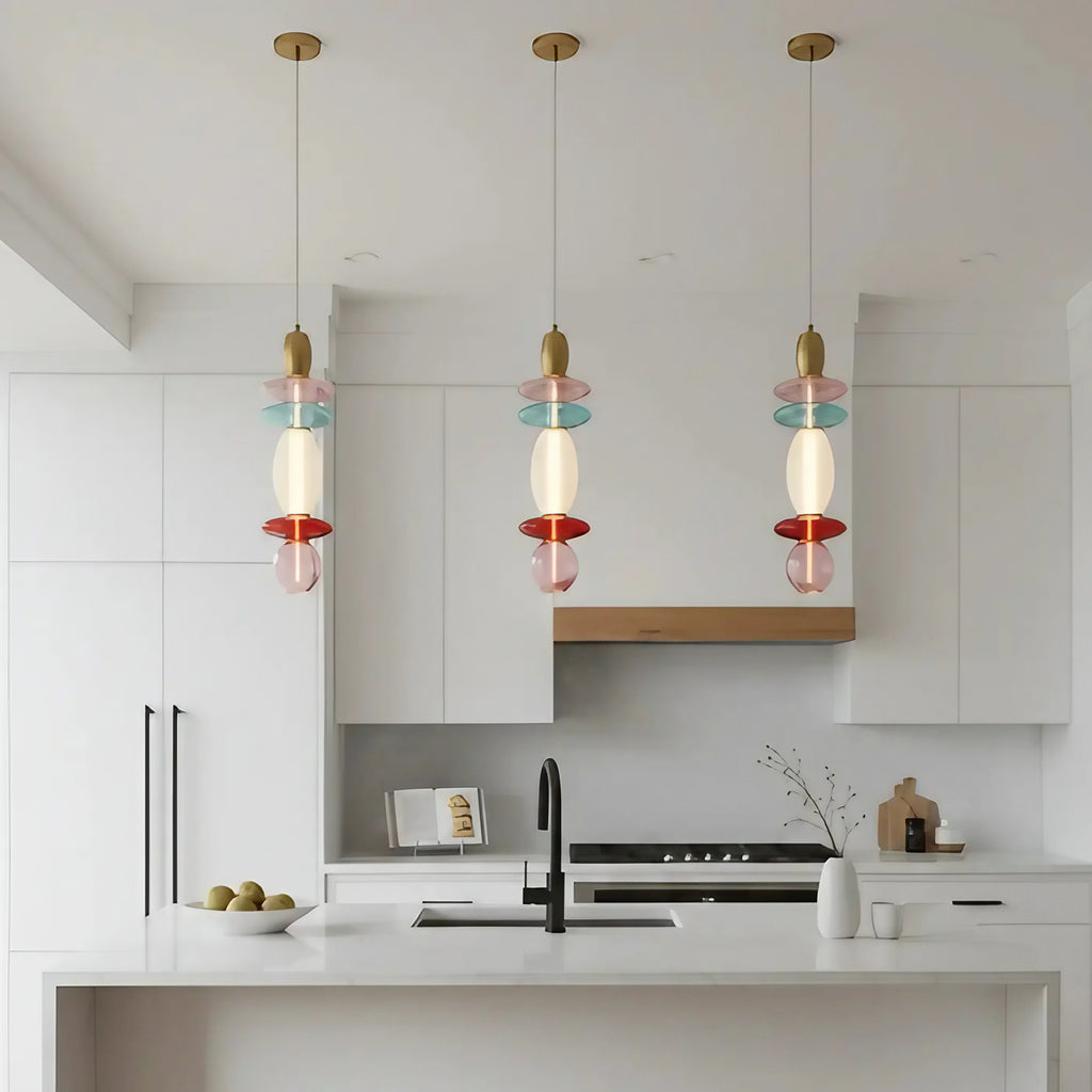 Suspension verticale à verrines en verre soufflé, 40 ou 55 cm, rouge