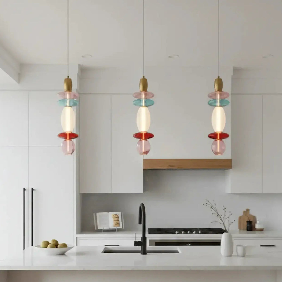 Suspension verticale à verrines en verre soufflé, 40 ou 55 cm, rouge