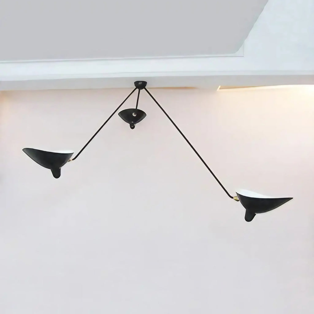 Suspension noire à bras orientables, style atelier, taille S ou M