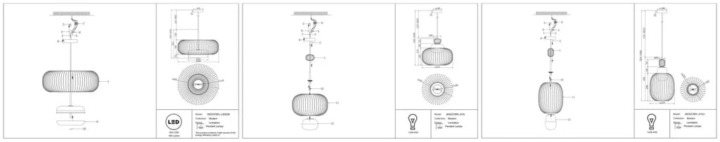 Suspension cage dorée géométrique en métal et verre, trois tailles