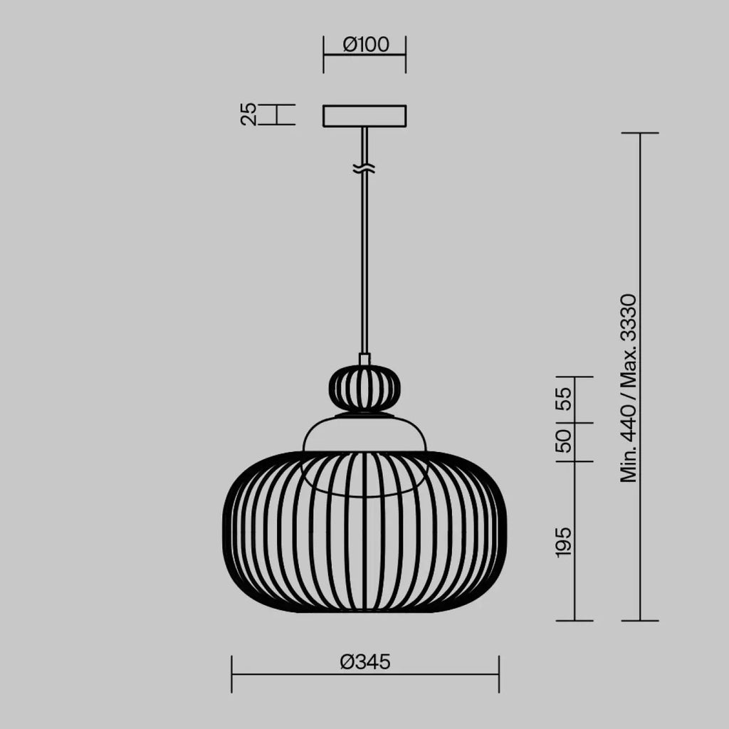 Suspension cage dorée géométrique en métal et verre, trois tailles