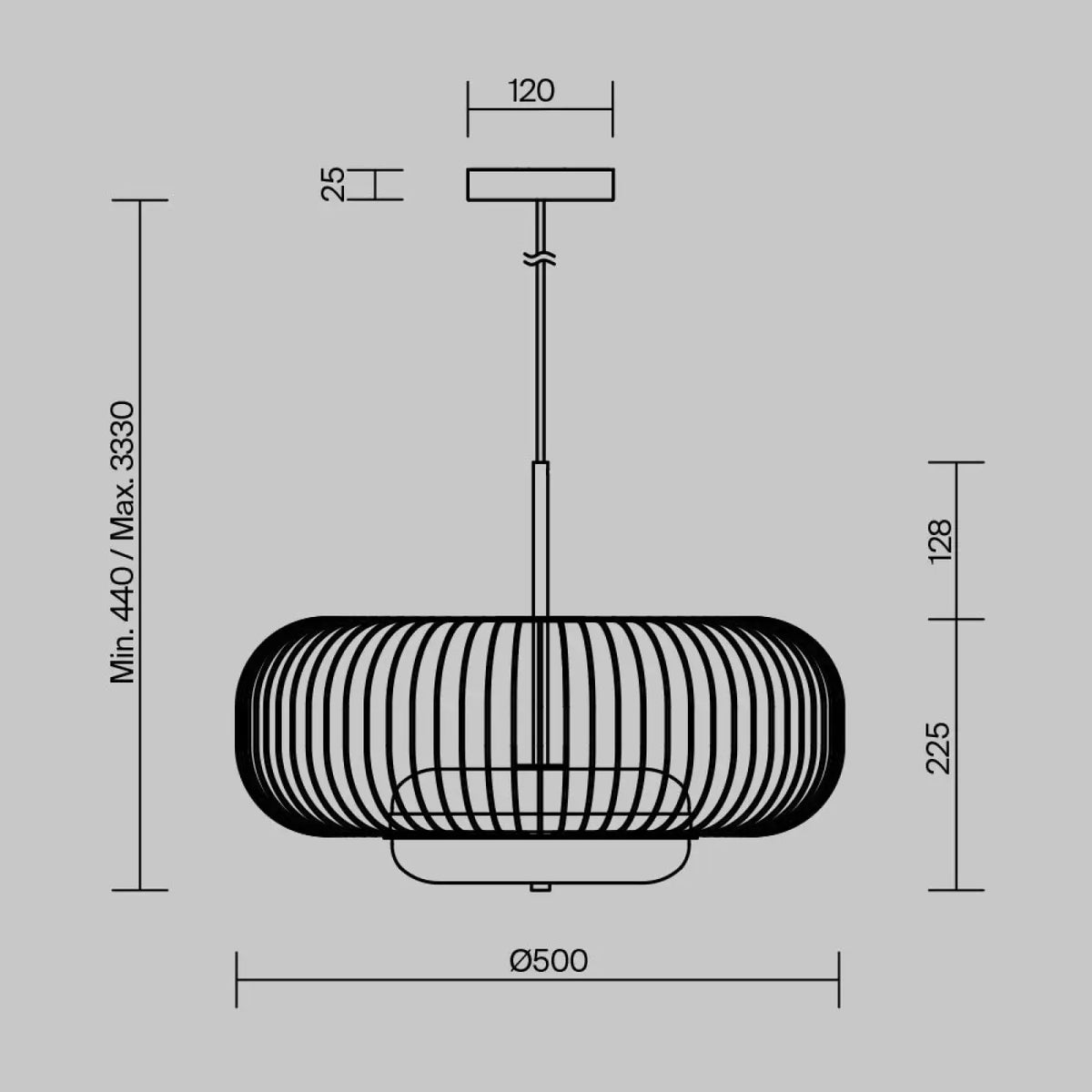Suspension cage dorée géométrique en métal et verre, trois tailles