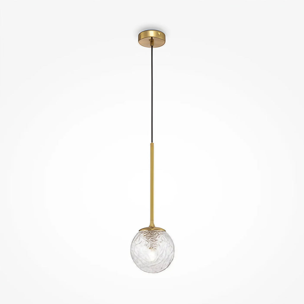 Suspension en verre transparent et acier doré, culot E27