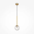 Suspension en verre transparent et acier doré, culot E27