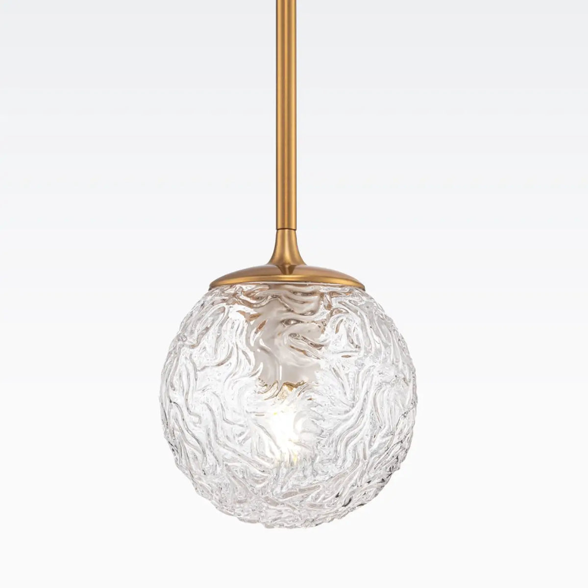 Suspension en verre transparent et acier doré, culot E27