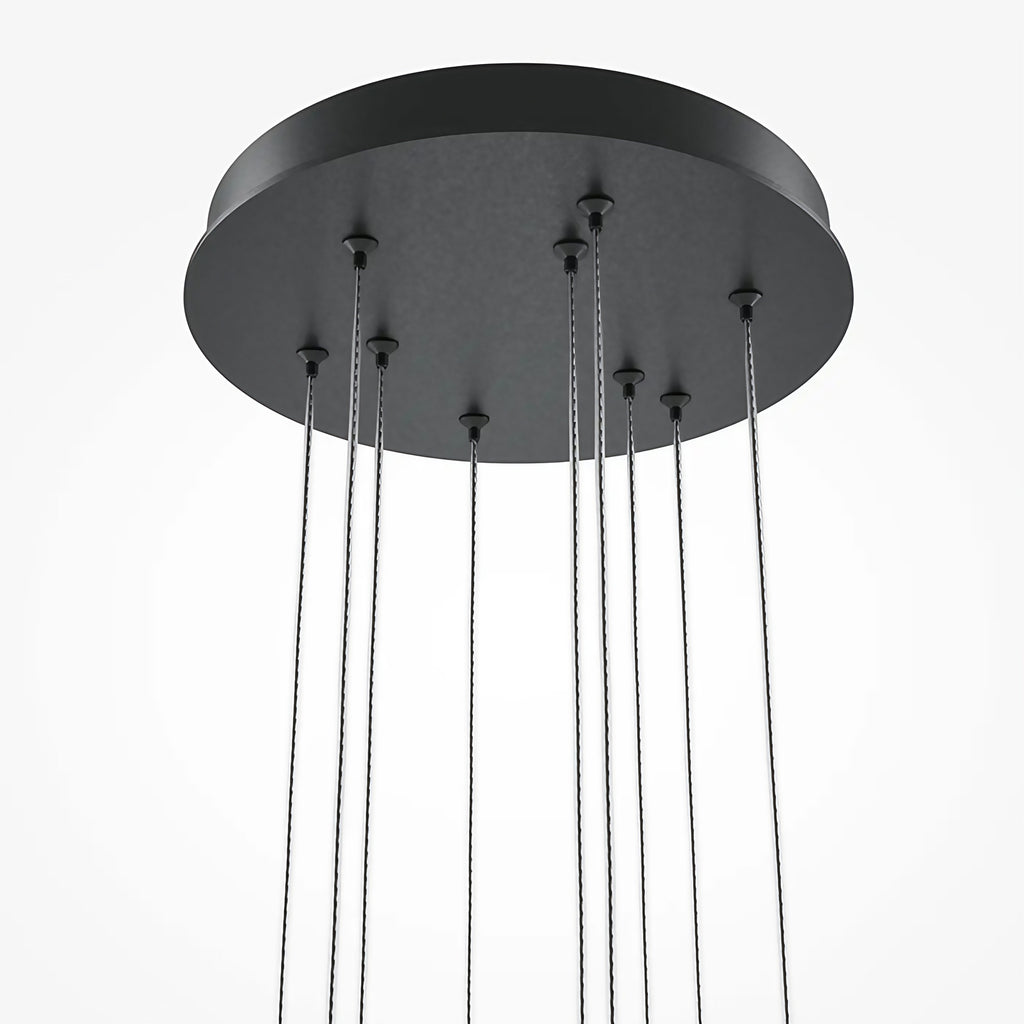 Suspension LED en grappe de bâtons lumineux, acier doré ou noir