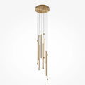 Suspension LED en grappe de bâtons lumineux, acier doré ou noir, doré