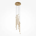 Suspension LED en grappe de bâtons lumineux, acier doré ou noir, doré